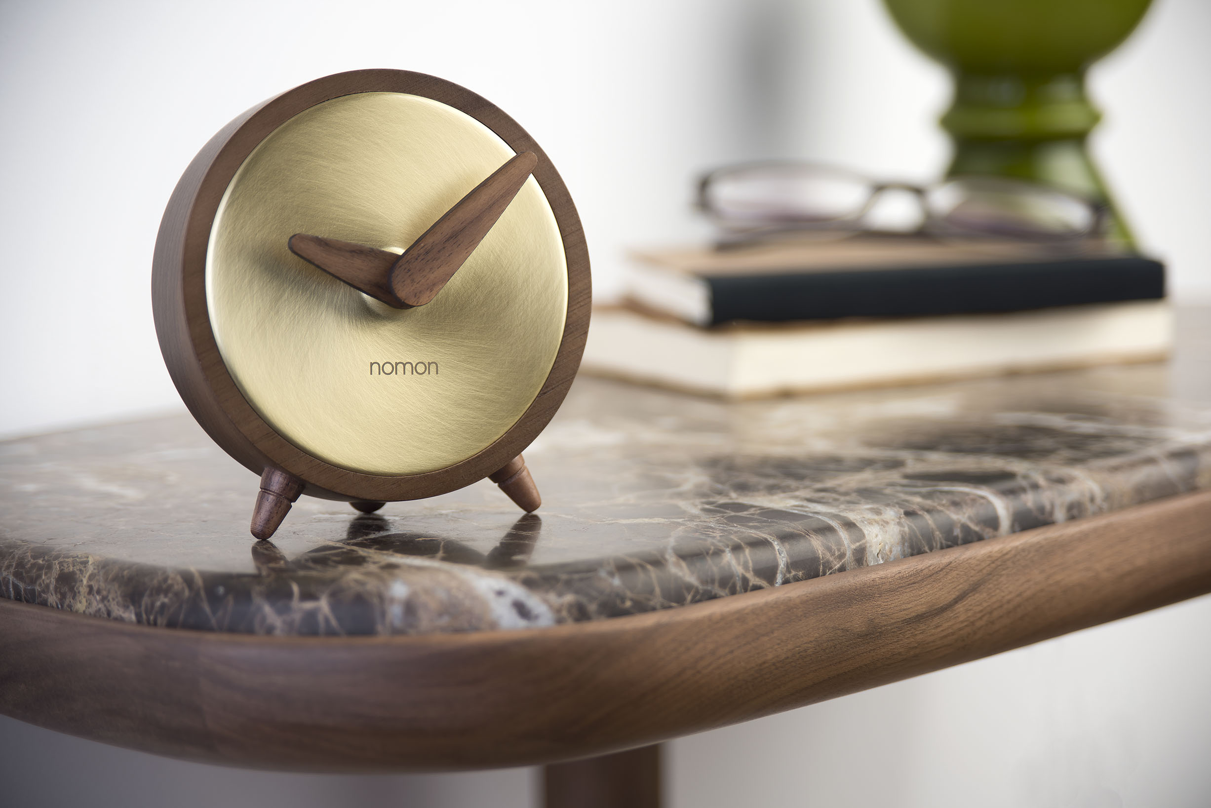 Gold Brass Wallnut Design Clock