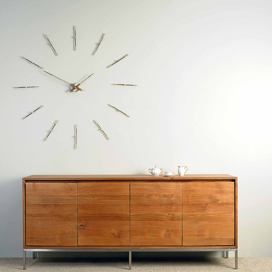 Design Wallnut Inox Wall Clock